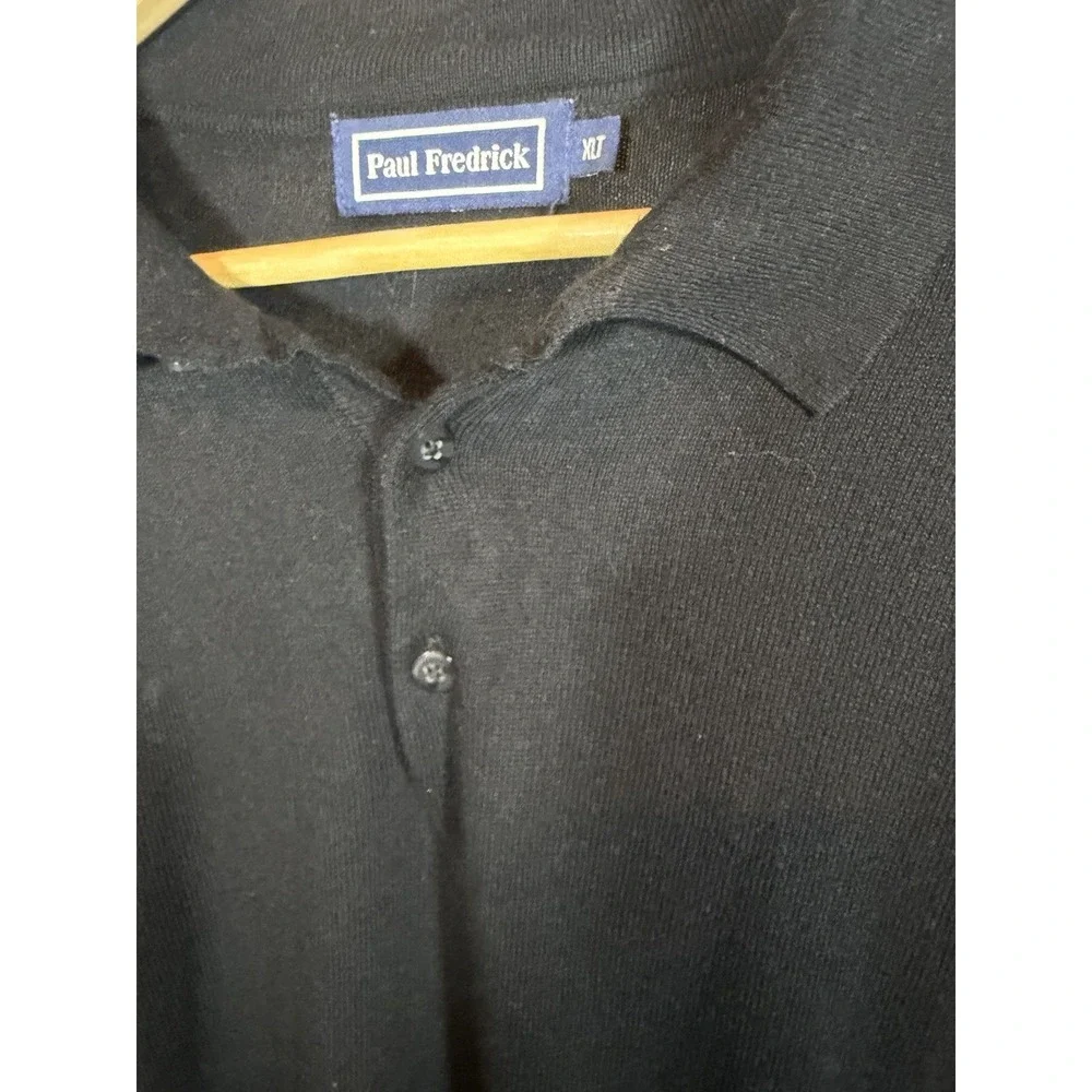 Paul Fredrick Silk Cashmere‎ Blend Collar Sweater Black Men's Luxury XLT